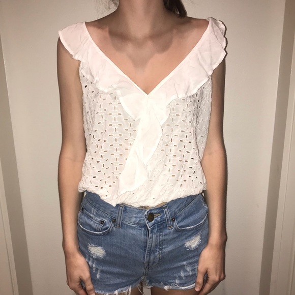 Free People Tops - Flower eyelit ruffle tank tank top